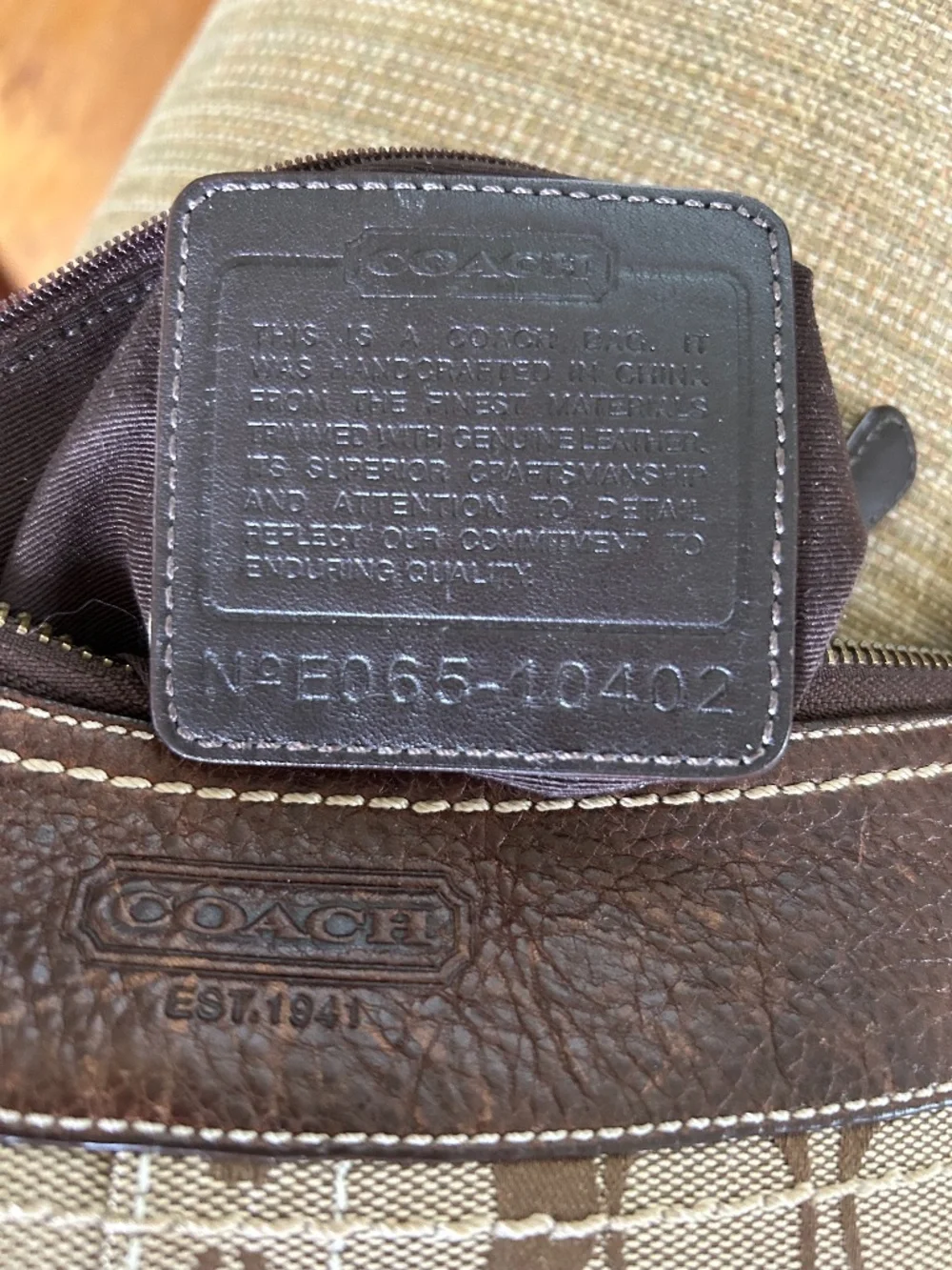 Coach Signature Tan and Brown Canvas Y2K Crossbody Bag With Leather Trim